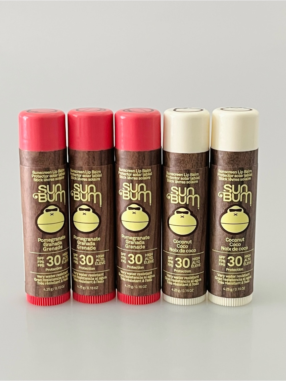 Sun Bum SPF 30 Sunscreen Lip Balm Pomegranate Coconut Mixed Lot Of 5